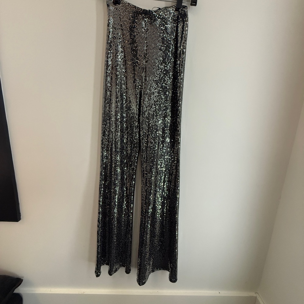 Sequin Silver Bell Bottoms - NWOT - medium